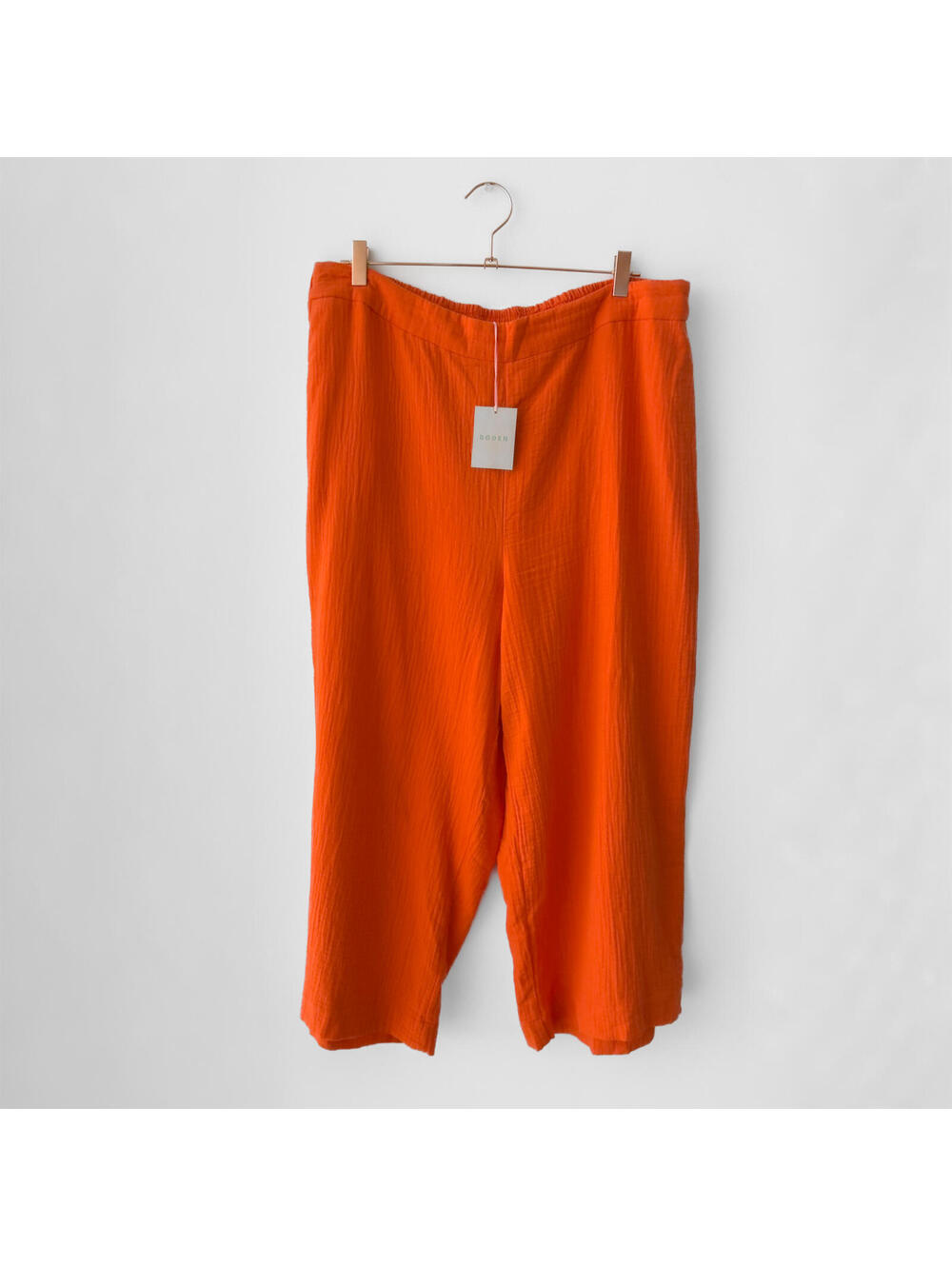 NWT Boden Orange Wide-Leg Cropped‎ Gauze Pants Size 14